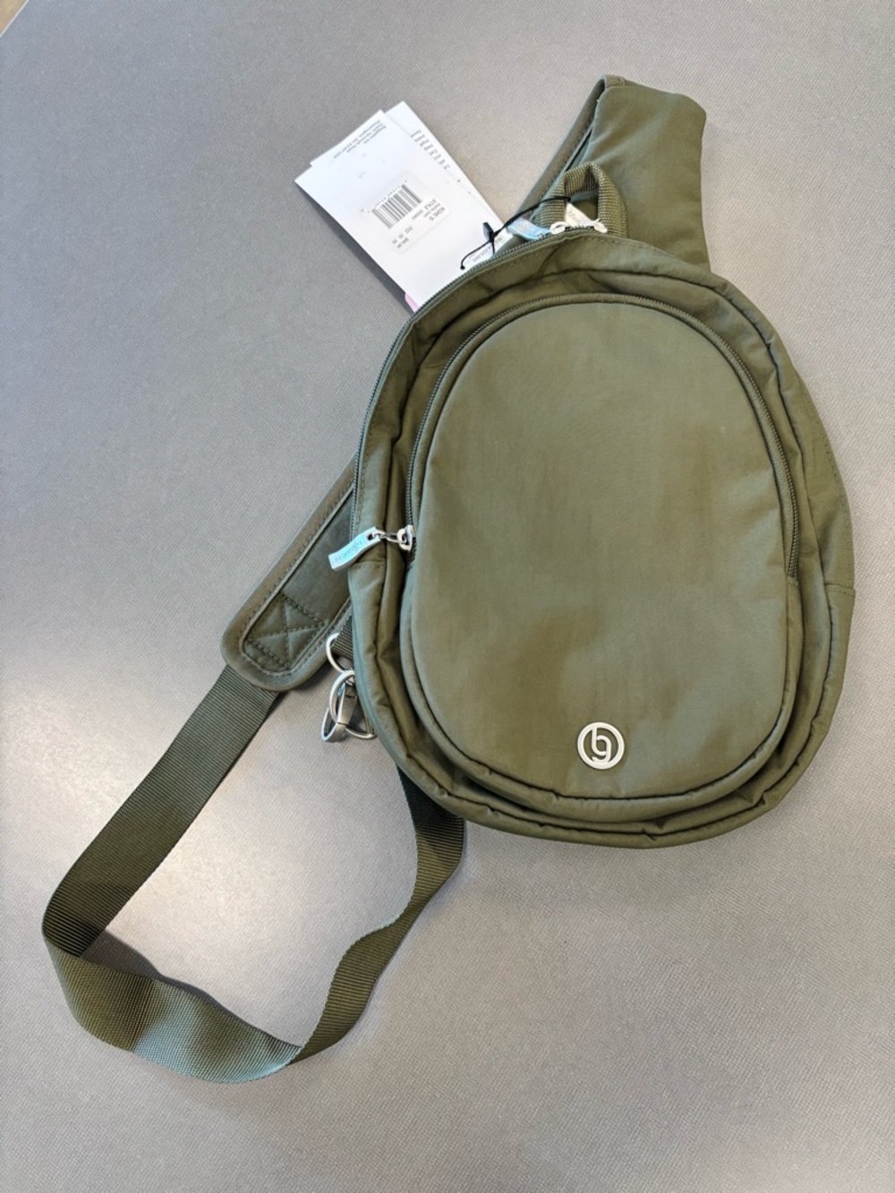 Olive Green Men's Sling Belt Bag with Minimal Logo